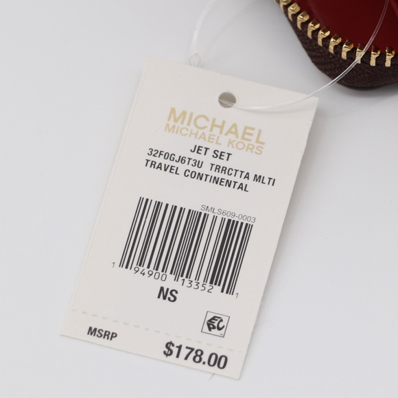 New Michael Kors Jet Set Zip Around Continental MK Logo Leather Wristlet Wallet - Picture 11 of 11